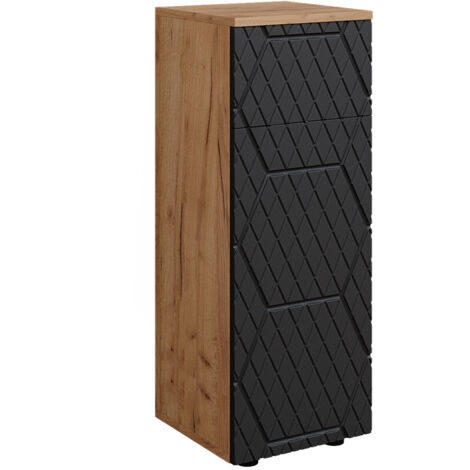 Midischrank Irma, Anthrazit gestreift, 30 x 81 cm mit 1 Schublade, 2 Fächer, Badezimmer, Vicco