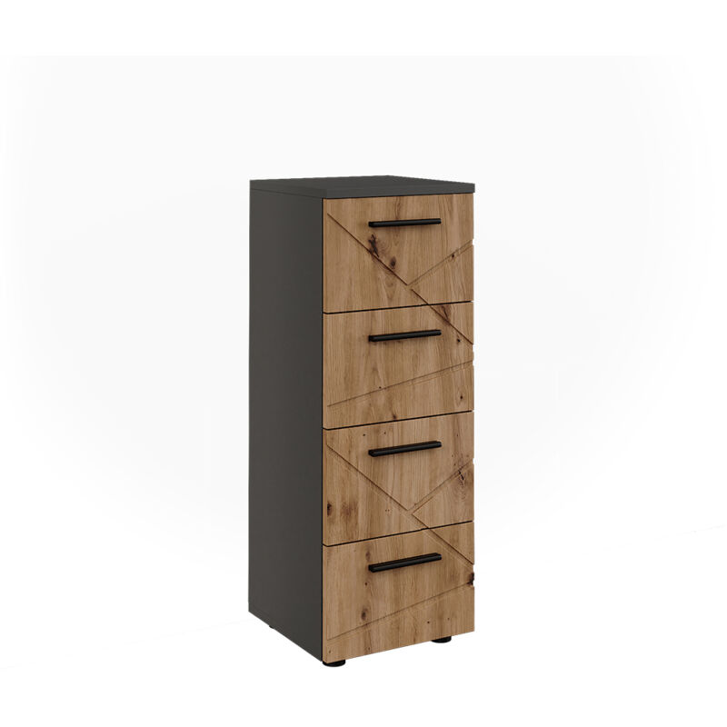 Midischrank Irma, Anthrazit/artisan, 30 X 81 Cm Mit 4 Schubladen, Vicco