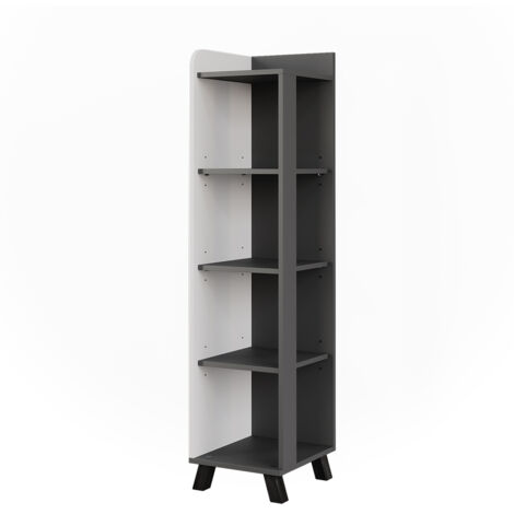 Midischrank Karen, Anthrazit/Weiß, 30 x 128 cm mit Fächern, Vicco