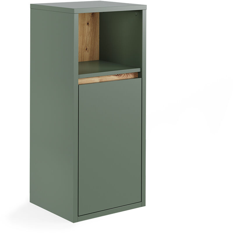 Midischrank Viola, Grün/artisan, 33 X 80 Cm Mit Tür Und Offenem Regal, Vicco