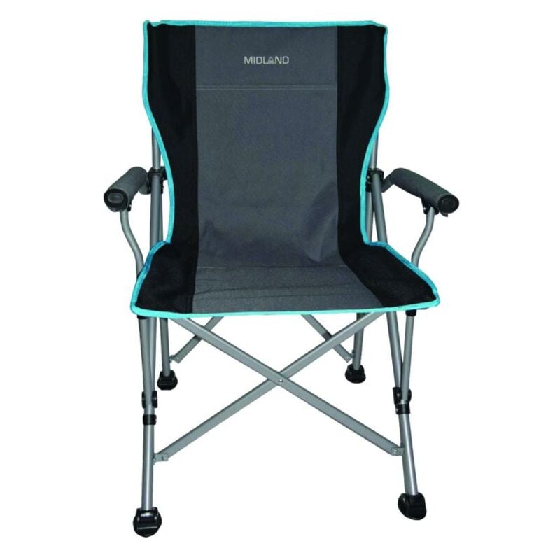 Chaise Easylife Polyester Accoudoirs Gris/bleu Camping - Gris - Midland