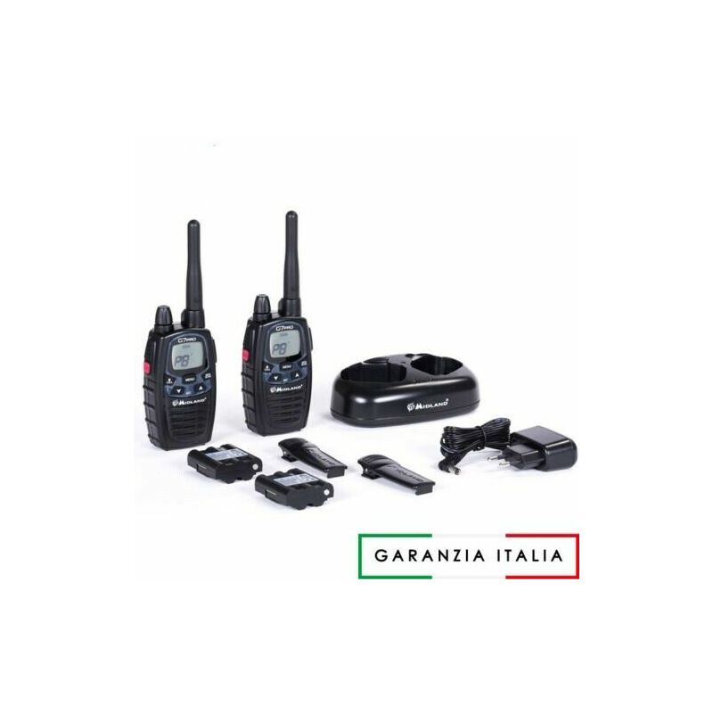 Image of Coppia ricetrasmettitori G7 pro Italia - 2 lpd pmr walkie talkie bibanda - Midland