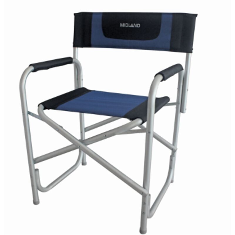 Midland - Fauteuil Director Accoudoirs en Mousse Noir/Bleu Camping Car