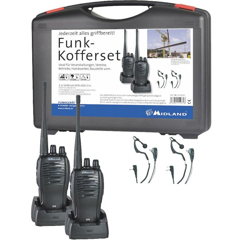 Midland - G10 Pro pmr 2er Handwerker-Koffer C1107.S1 Emetteur-récepteur pmr jeu de 2 R684712
