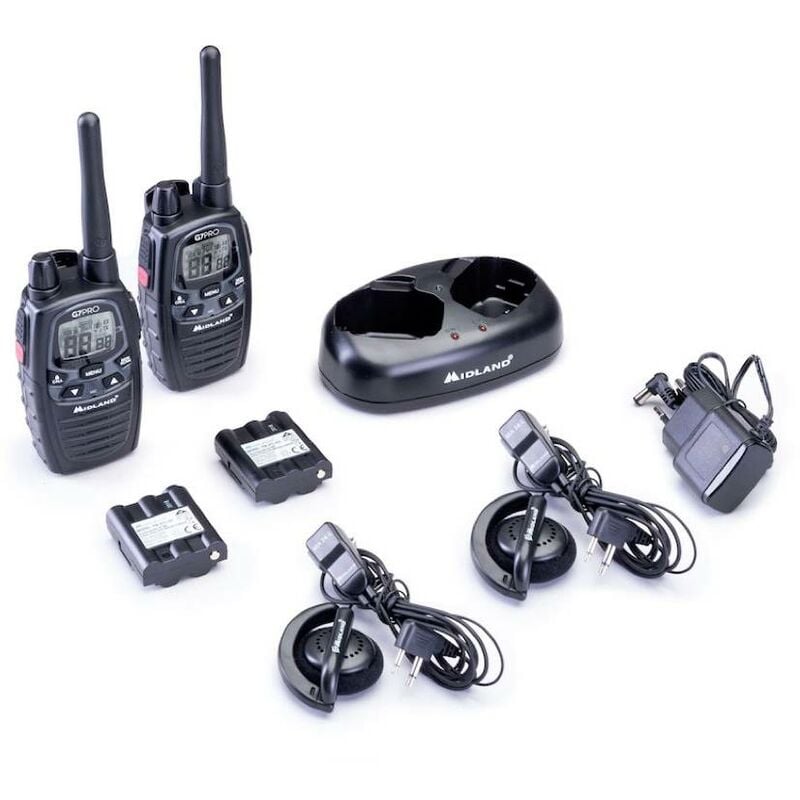 G7 Pro 2er Kofferset, PMR446 Doppelstandlader, MA24-L Headsets C1090.18 Talkie-walkie pmr jeu de 2 W182422 - Midland