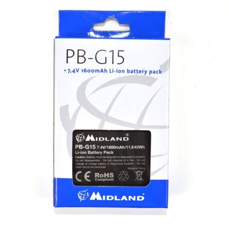 Midland PB-G15 Batteria Ricaricabile, Li-Ion, 1600mAh, Nero