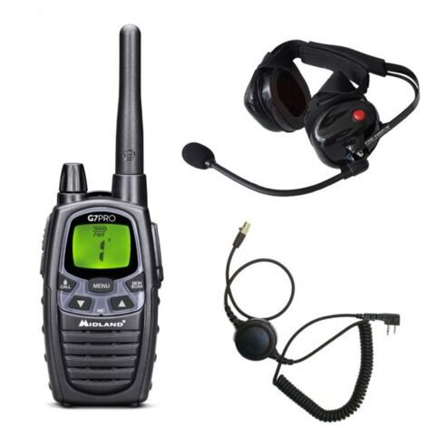 Midland ricetrasmettitore G7 PRO + Cuffie Racing Work Antirumore + Cavo PTT - HRR