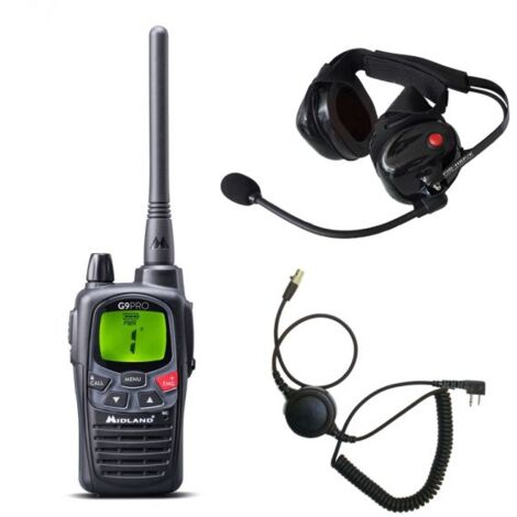 Midland ricetrasmettitore G9 PRO + Cuffie Racing Work Antirumore + Cavo PTT - HRR