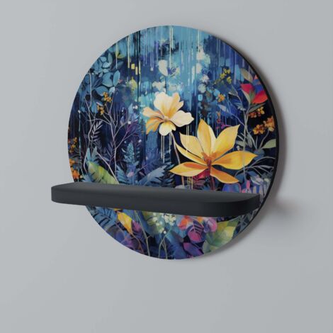 MIDNIGHT BLOSSOM Rundes Regal Schwarz