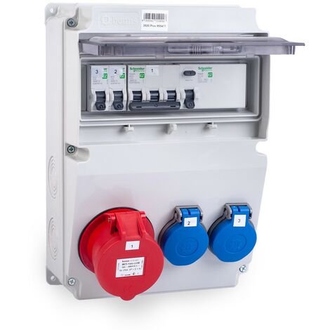 MIDORI® Stromverteiler Baustromverteiler komplett 16A / 5P, 2x 230V FI-Schutzschalter