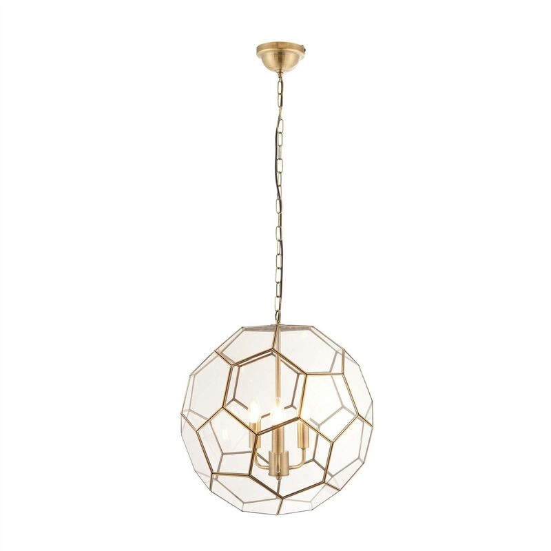 Endon Lighting - Endon Miele - 3 Light Spherical Pendant Antique Brass, Glass, E14
