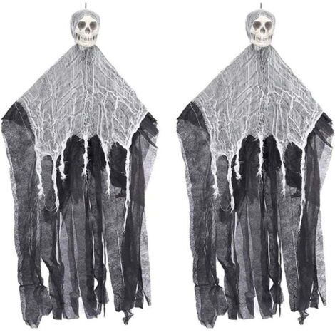 Mietitore di Halloween appeso, confezione da 2 fantasmi scheletrici di Halloween appesi per decorazioni spettrali, raccolti oscuri