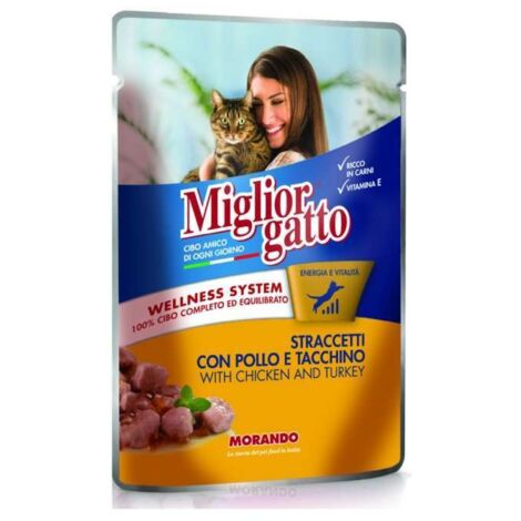 MIGLIOR GATTO STRACCETTI CON POLLO E TACCHINO 100 GR