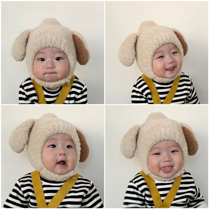 Xinuy - Mignon bébé chapeau automne hiver oreilles de lapin doux en peluche chaud enfants garçons filles bonnets couleur unie oreillette chapeau
