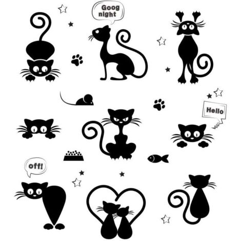 Mignon Chat Amovible Stickers Muraux Stickers Salon Accueil enfants Chambre Décor