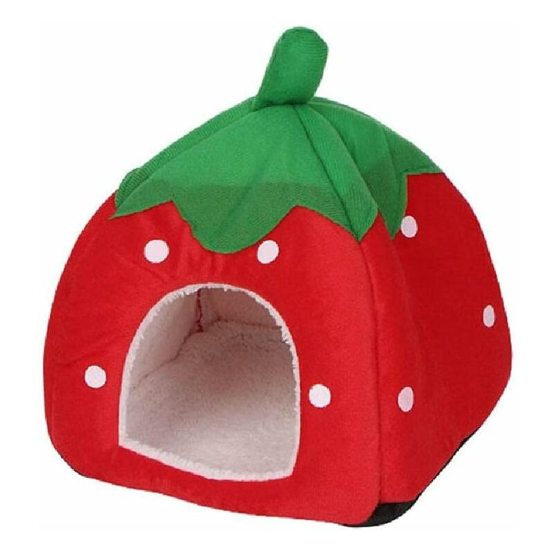 Mignon fraise lit pour animaux de compagnie chien chat chaton chiot grotte chenil avec coussin pliable chat lit intérieur chat dégagement petit
