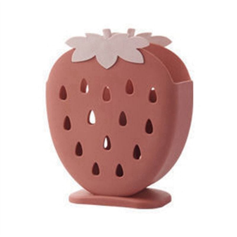 Tlily - Mignon Fraise Porte-Baguettes Égouttoir Cuisine Vaisselle Support de Rangement Cuillère Fourchette Couteau Étagère Rouge