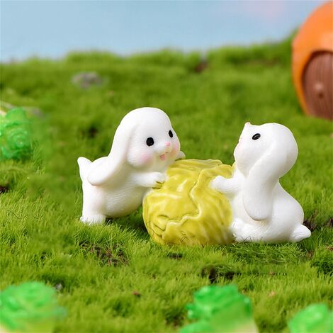 Mignon lapin décoration de pâques Miniature lièvre Animal Figurine résine artisanat Mini lapin jardin ornement lapin jardinage succulentes