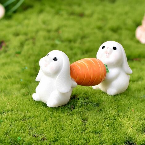 Mignon lapin décoration de pâques Miniature lièvre Figurine animale résine artisanat Mini lapin jardin ornement lapin jardinage succulentes