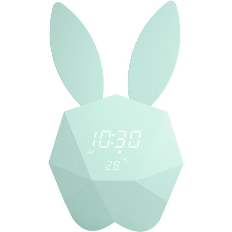 Mignon lapin réveil horloge murale veilleuse montre horloge réveil lumière dessin animé lapin chevet lampe de table cadeau pour adulte lapin modèle réveil
