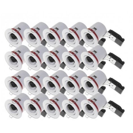 MIIDEX   20 SUPPORTS SPOT BBC ROND ORIENTABLE BLANC  plus  DOUILLE AUTO GU10