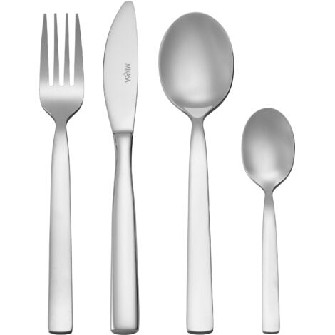 Mikasa Beaumont Juego de Cubiertos de Acero Inoxidable de 16 Piezas, para 4, Incluye 4x Cuchillos, Tenedores, Cucharas de Postre y Cucharillas de Té, Apto para Lavavajillas