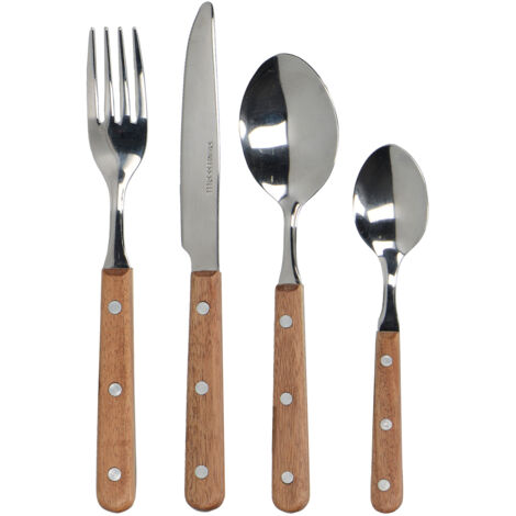 MIKASA Besteck-Set Drift mit Griffen of Holz, Edelstahl, versilbert, 20 x 25 x 5 cm