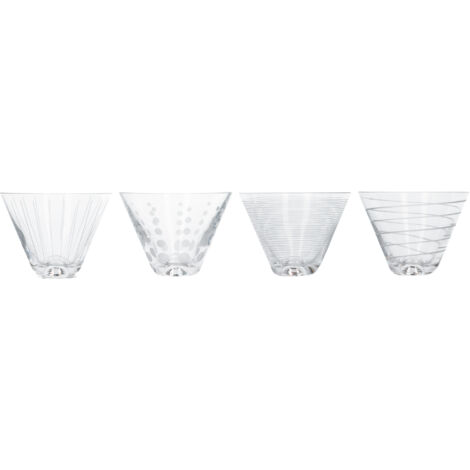 Mikasa - Cocktail-Toasting-Gläser, 290 ml, 4er-Set, Klarglas, Silber, 400 ml, 4er-Set
