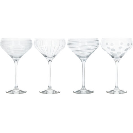 Mikasa - Cocktail-Toasting-Gläser, 290 ml, 4er-Set, Klarglas, Silber, 400 ml, 4er-Set