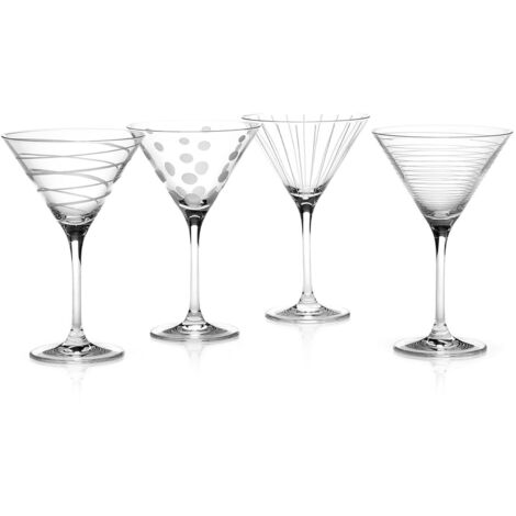 MIKASA Creative Tops Cheers Set de Bicchieri de Martini Cocktail Glasses de Crystal, Set de 4, Multi-Color