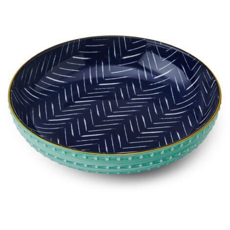 Mikasa - de bol gres (21 cm), design de chevrons indigo