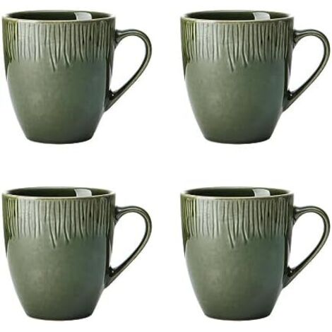 Mikasa Jardin Set de 4 Cups, Green, Set de 4 Cups, 420ml Cups de Gres for Tea &amp Coffee - Gift Box de et lavable au lave-vaisselle