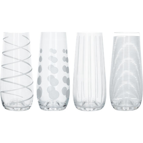 Mikasa - Mikasa-Cocktail-Toasting-Gläser, 290 ml, 4er-Set, Klarglas, Silber, 230 ml, 4er-Set