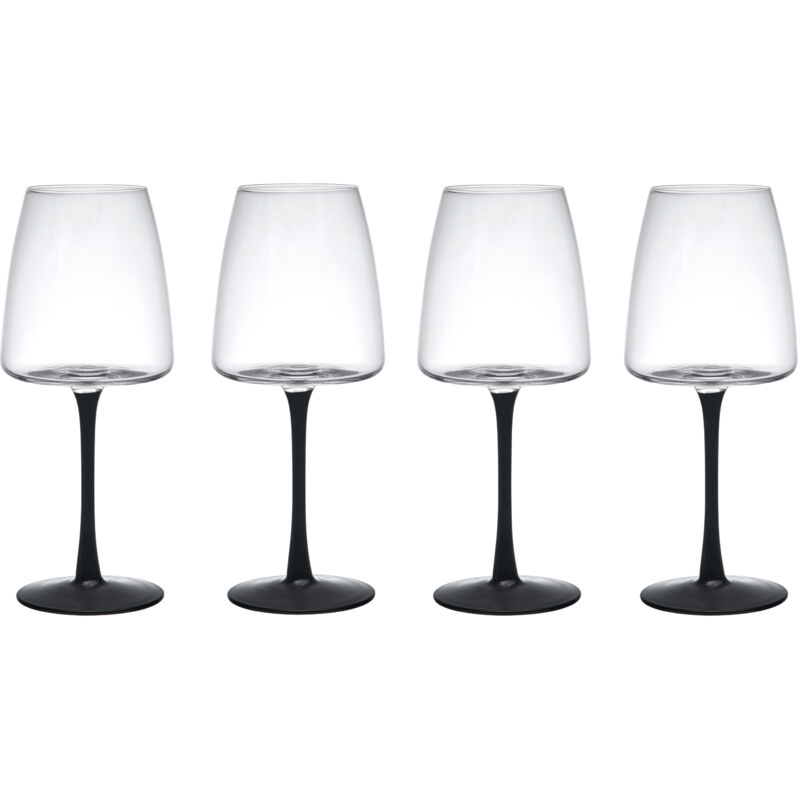 Mikasa Palermo Set De 4 Gläser De Kristall Weißweingläser, 400ml, Set De Weingläser White Mit Schwarzem Stiel, Kristall 100% Bleifrei -