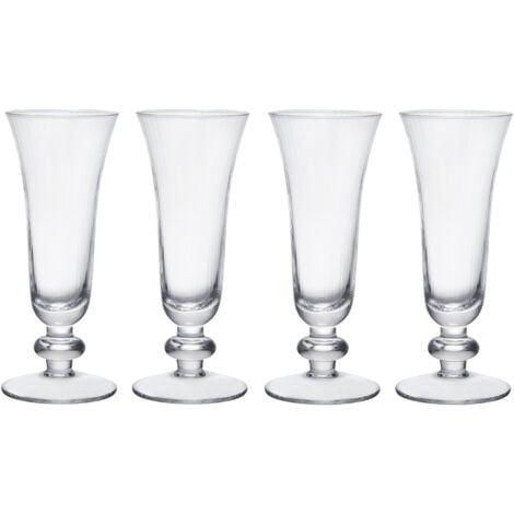 Mikasa Salerno Crystal Champagne Glasses de, 170ml, Set de 4 verres de Clear Fine Crystal Glass lead-free withshort stem and wide rim -Dishafter -Dishwasher -