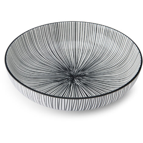 Mikasa schwarz gestreifte Keramikschale, 21 cm