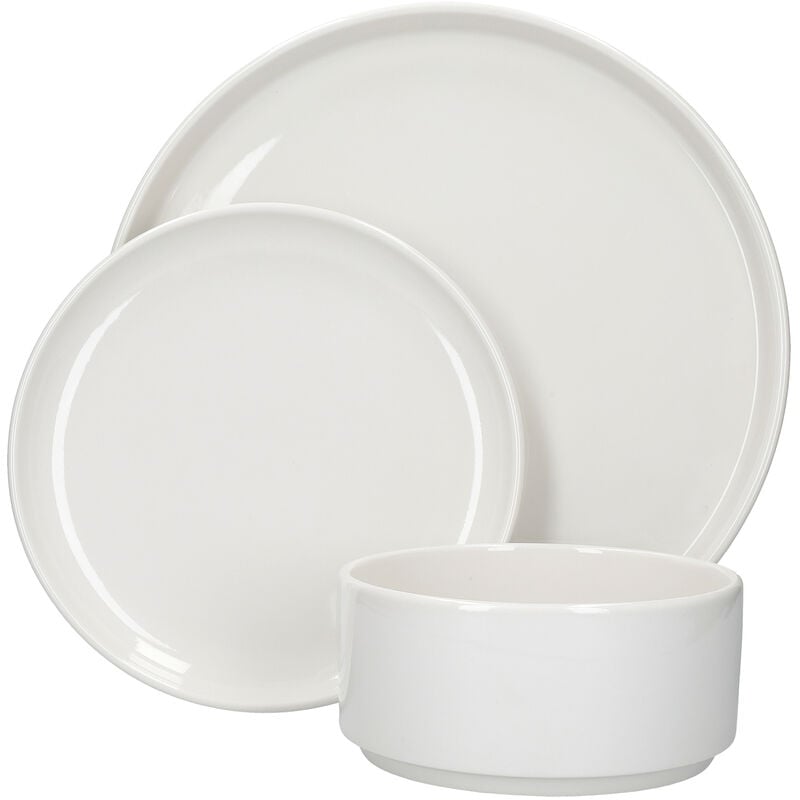 Set de Camberlie Tableware, Plates and Bowls de Scandinavian Style de White Porcelain, 12 pcs. - Mikasa