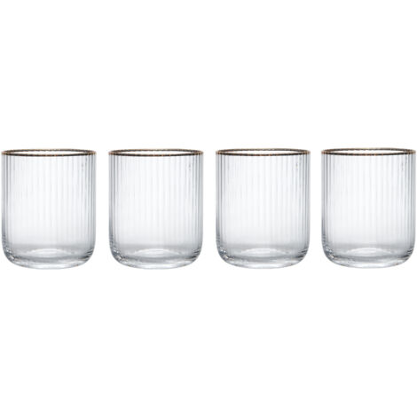Mikasa Sorrento Glass Tumblers de Crystal with Gold Rim and Wide Shape, 380ml, Set de 4 Fine Transparent Lead-Free Tumblers, Elegant Design for Celebrations