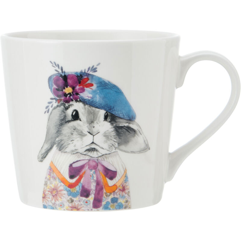 Mikasa Tipperleyhill Mug de porcelaine avec de imprimé lapin, 380ml Mug de porcelaine fine avec accents en or véritable, Mug thé et café avec de