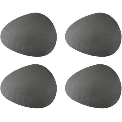 Mikasa Tischsets de Pebble Shaped Synthetic Leather, Set de 4 Grey Dining Placemats, 38cm x 30cm Table Protectors de