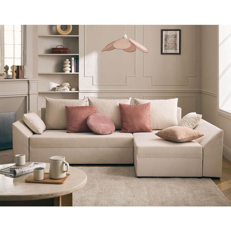 Bestmobilier - Mike - canapé d'angle réversible - 4 places - convertible avec coffre - en velours