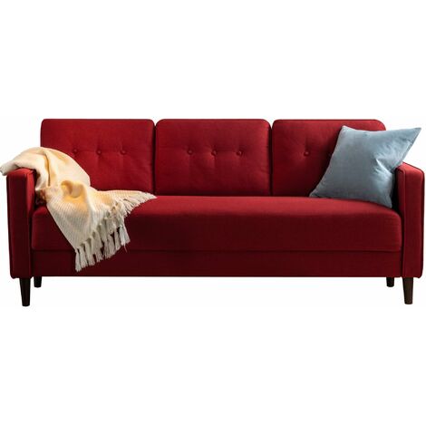 ZINUS MIKHAIL Klassisches Rotes Gepolstertes 3-Sitzer-Sofa