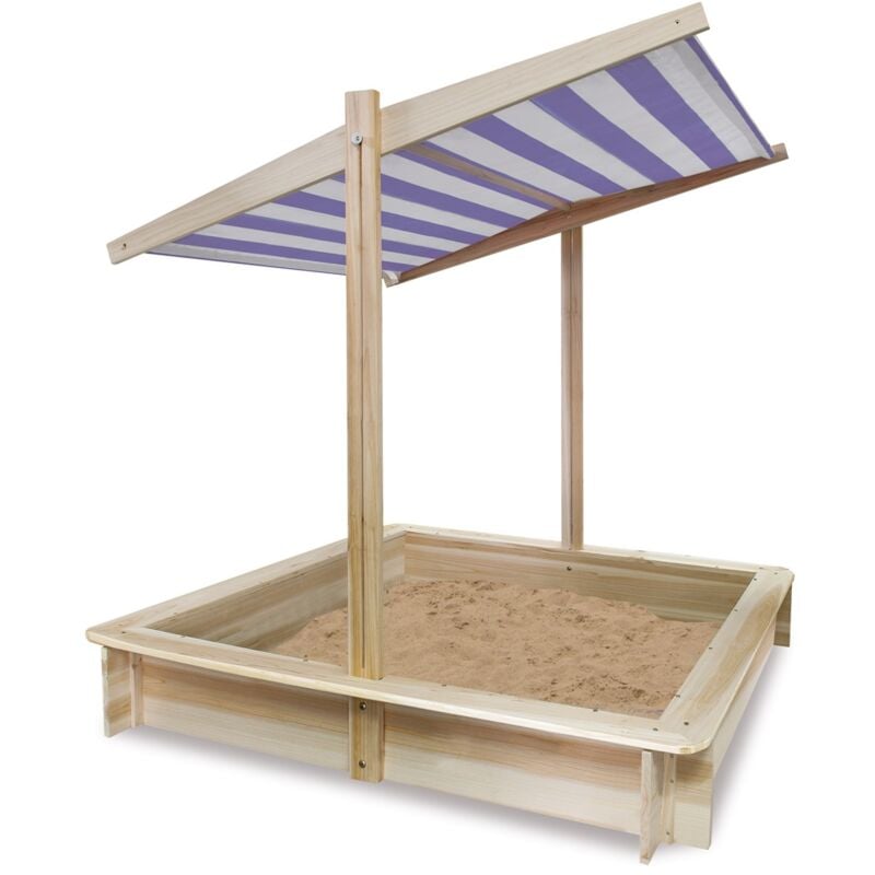 Monmobilierdesign - miki Bac à sable en bois pare-soleil couvercle
