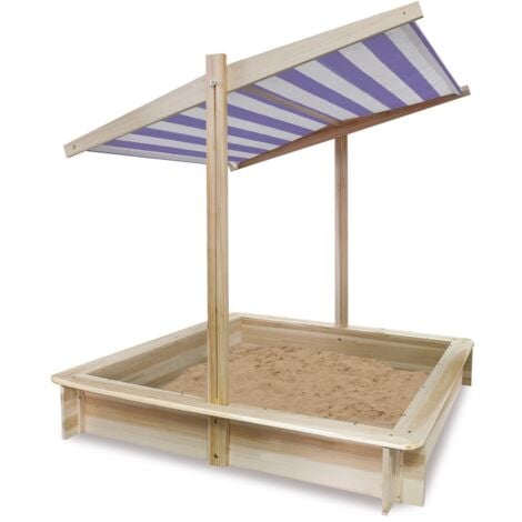 MIKI Bac à sable en bois pare-soleil couvercle