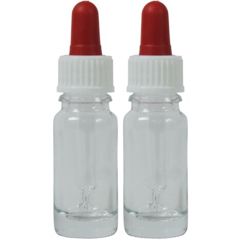 Mikken B06X19YYKL - 2 bottiglie per pipette da 10 ml in vetro trasparente, con pipetta in vetro Made in Germany e 2 etichette per etichette, vetro, trasparenti