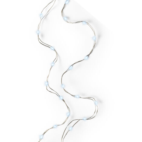 Mikro LED-Lichter fest 195 cm, 40 Silber-LED