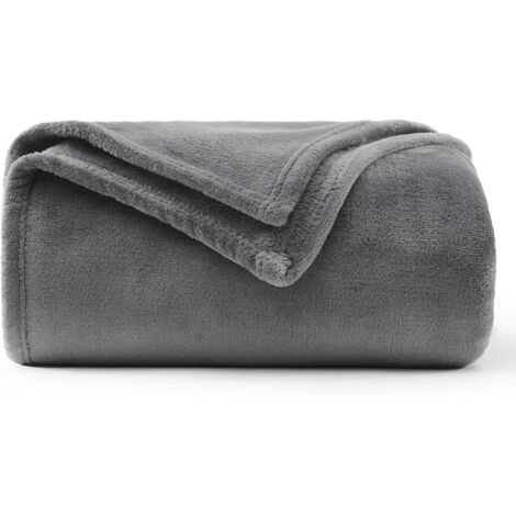 Mikrofaser-Flanell-Fleece-Wohndecke, Sofadecke 150 x 200 cm, Anthrazitgrau, Bett-/Sofadecke für 2 Personen, große, warme und weiche Plüsch-Kunstfelldecke, 200 x 150 cm