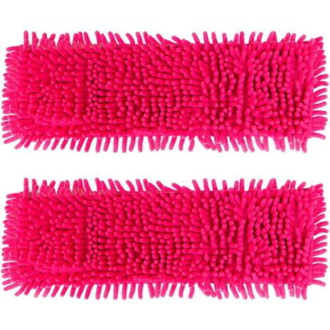 Mikrofaser-Mopppad (rot), waschbar und wiederverwendbar, zur Bodenreinigung (rot), Chenille, rot, Größe 40 x 10 cm, 2 Stk.