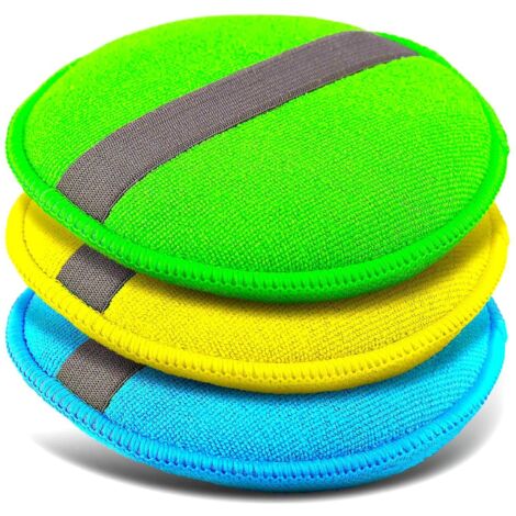 Mikrofaser-Polierpad-Set – 3-teilig, 130 × 25 mm – zum Polieren, Wachsen, Lackreinigen und Versiegeln – manuelle Anwendung für die Innen- und Außenpflege von Fahrzeugen – waschbar und wiederverwendbar