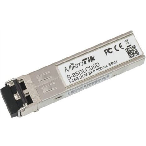 MikroTik S-85DLC05D SFP Câble à fibre optique multimode Double LC 10/100/1000 Mbit/s Longueur d'onde 850 nm Distance de transmission maximale 550 m Température de fonctionnement : -40 °C à 70